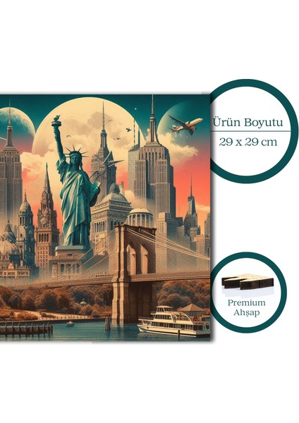 Ikonik New York Ahşap Puzzle Yetişkin Benzersiz Parçalı Yapboz Puzzle Yapıştırıcılı S1-14