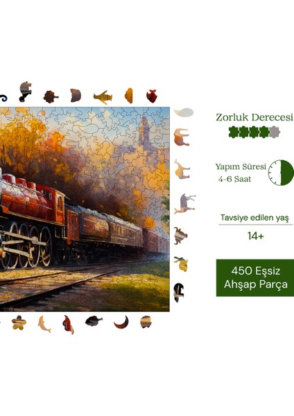 Gün Batımı Eksprsi Ahşap Puzzle Yetişkin Benzersiz Parçalı Yapboz Puzzle Yapıştırıcılı R1-06