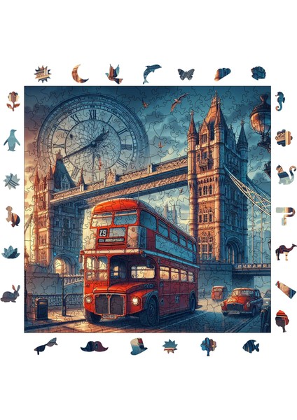 Londra Ahşap Puzzle Yetişkin Benzersiz Parçalı Yapboz Puzzle Yapıştırıcılı S1-19