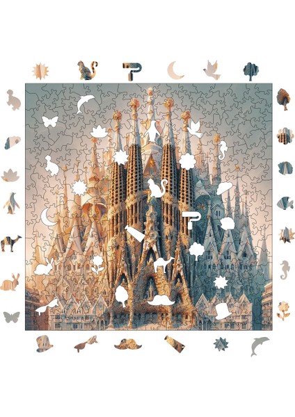 La Sagrada Familia Ahşap Puzzle Yetişkin Benzersiz Parçalı Yapboz Puzzle Yapıştırıcılı S1-20