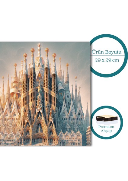 La Sagrada Familia Ahşap Puzzle Yetişkin Benzersiz Parçalı Yapboz Puzzle Yapıştırıcılı S1-20