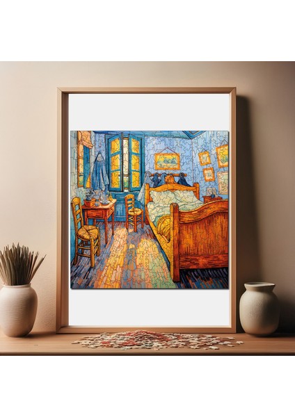 Van Gogh Yatak Odası Reprodüksiyonu Ahşap Puzzle Yetişkin Benzersiz Parçalı Yapboz Puzzle S1-36