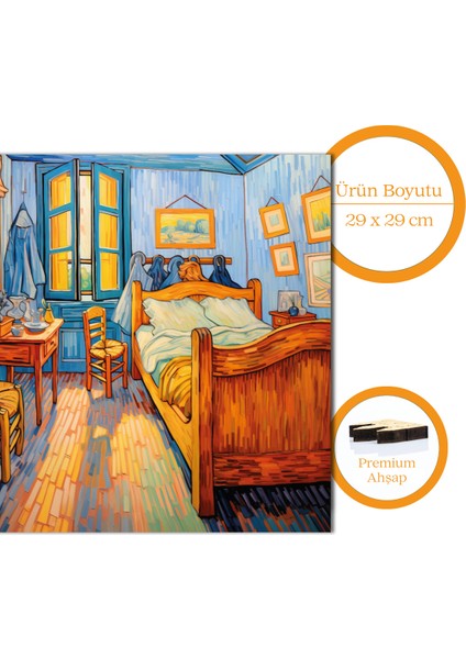 Van Gogh Yatak Odası Reprodüksiyonu Ahşap Puzzle Yetişkin Benzersiz Parçalı Yapboz Puzzle S1-36