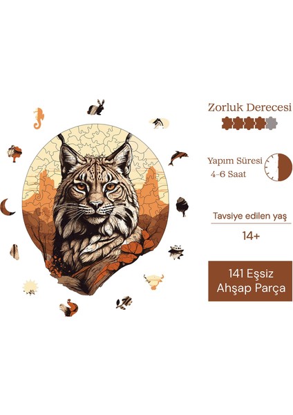 Çöl Vaşağı Ahşap Puzzle Yetişkin Yapboz Puzzle Yapıştırıcılı Wz-14