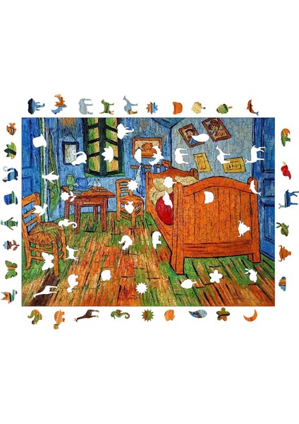 Van Gogh Arles'teki Yatak Odası Ahşap Puzzle Yetişkin Benzersiz Parçalı Yapboz Puzzle R1-13