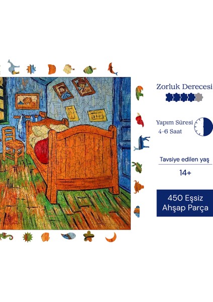 Van Gogh Arles'teki Yatak Odası Ahşap Puzzle Yetişkin Benzersiz Parçalı Yapboz Puzzle R1-13