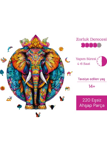 Mandala Fil Ahşap Puzzle Yetişkin Benzersiz Parçalı Yapboz Puzzle Yapıştırıcılı Wz-20