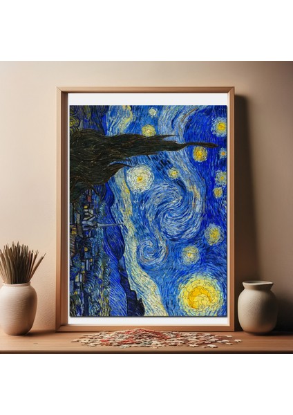 Van Gogh Yıldızlı Gece Ahşap Puzzle Yetişkin Benzersiz Parçalı Yapboz Puzzle Yapıştırıcılı R1-12