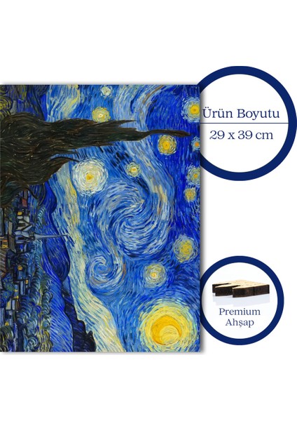 Van Gogh Yıldızlı Gece Ahşap Puzzle Yetişkin Benzersiz Parçalı Yapboz Puzzle Yapıştırıcılı R1-12