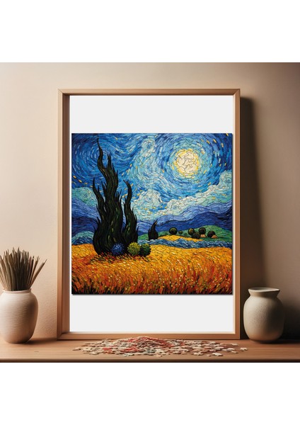 Van Gogh Yıldızlı Gece Reprodüksiyonu Ahşap Puzzle Yetişkin Benzersiz Parçalı Yapboz Puzzle S1-35