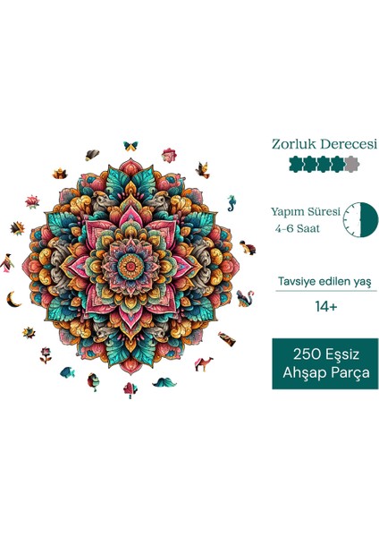 Mandala Sanatı Ahşap Puzzle Yetişkin Benzersiz Parçalı Yapboz Puzzle Yapıştırıcılı Wz-05