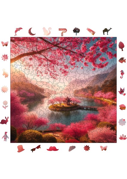 Kiraz Çiçeği Rüyası Ahşap Puzzle Yetişkin Benzersiz Parçalı Yapboz Puzzle Yapıştırıcılı S1-26