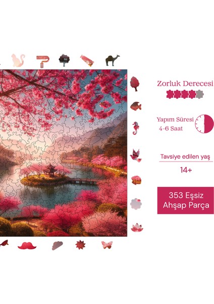 Kiraz Çiçeği Rüyası Ahşap Puzzle Yetişkin Benzersiz Parçalı Yapboz Puzzle Yapıştırıcılı S1-26