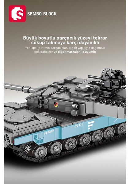 Sembo Block Leopard 2A7+ Ana Muharebe Tankı 898 Parça Yapı Blokları Legoile Uyumlu