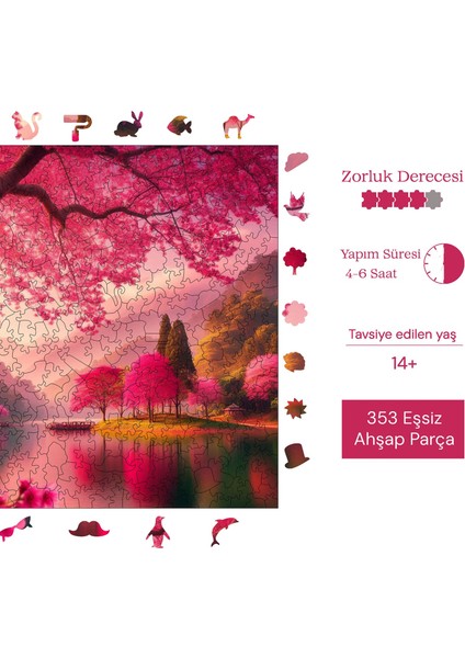 Sakura Huzuru Ahşap Puzzle Yetişkin Benzersiz Parçalı Yapboz Puzzle Yapıştırıcılı S1-25