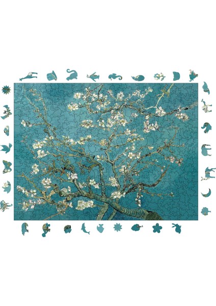 Van Gogh Badem Ağacı Ahşap Puzzle Yetişkin Benzersiz Parçalı Yapboz Puzzle Yapıştırıcılı R1-03