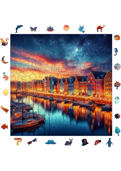 Huzurlu Liman Manzarası Ahşap Puzzle Yetişkin Benzersiz Parçalı Yapboz Puzzle Yapıştırıcılı S1-12