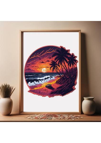 Palmiye Adası Ahşap Puzzle Yetişkin Benzersiz Parçalı Yapboz Puzzle Yapıştırıcılı Wz-13