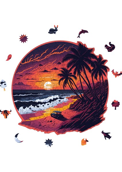 Palmiye Adası Ahşap Puzzle Yetişkin Benzersiz Parçalı Yapboz Puzzle Yapıştırıcılı Wz-13