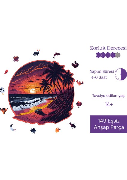Palmiye Adası Ahşap Puzzle Yetişkin Benzersiz Parçalı Yapboz Puzzle Yapıştırıcılı Wz-13