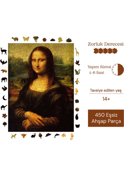 Mona Lisa Ahşap Puzzle Yetişkin Benzersiz Parçalı Yapboz Puzzle Yapıştırıcılı R1-16