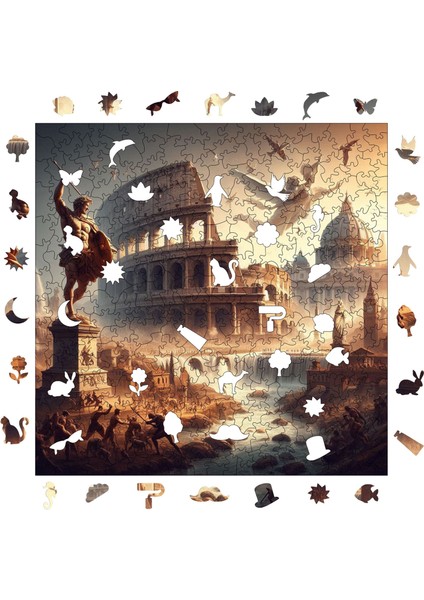 Antik Roma Ahşap Puzzle Yetişkin Benzersiz Parçalı Yapboz Puzzle Yapıştırıcılı S1-17