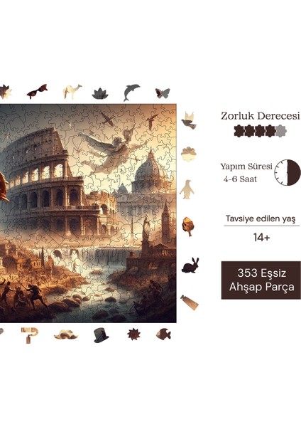 Antik Roma Ahşap Puzzle Yetişkin Benzersiz Parçalı Yapboz Puzzle Yapıştırıcılı S1-17