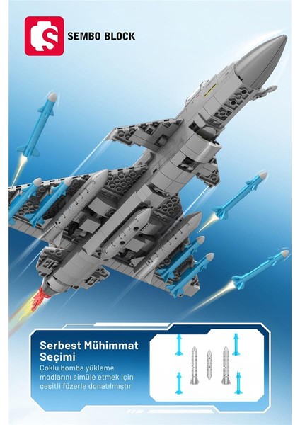 Sembo Block J-10B Savaş Uçağı 757 Parça Yapı Blokları LEGO ile Uyumlu (202228)