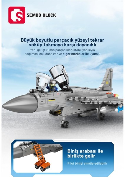 Sembo Block J-10B Savaş Uçağı 757 Parça Yapı Blokları LEGO ile Uyumlu (202228)