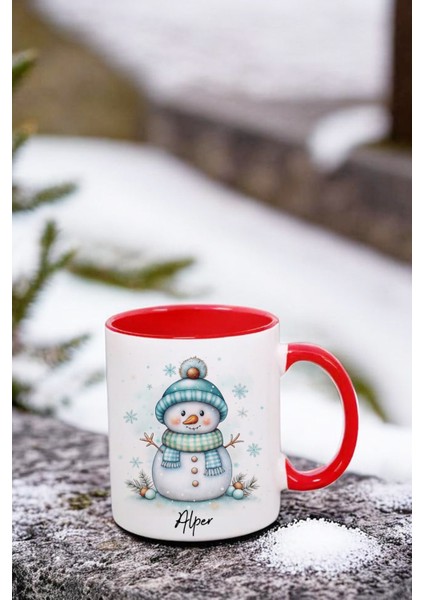 Kişiye Özel Kardan Adam Temalı Isimli Kupa Bardak - Porselen