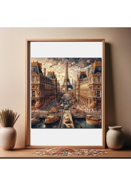 Masalsı Şehir Paris Ahşap Puzzle Yetişkin Benzersiz Parçalı Yapboz Puzzle Yapıştırıcılı S1-16