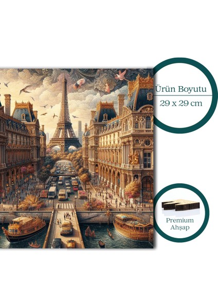 Masalsı Şehir Paris Ahşap Puzzle Yetişkin Benzersiz Parçalı Yapboz Puzzle Yapıştırıcılı S1-16