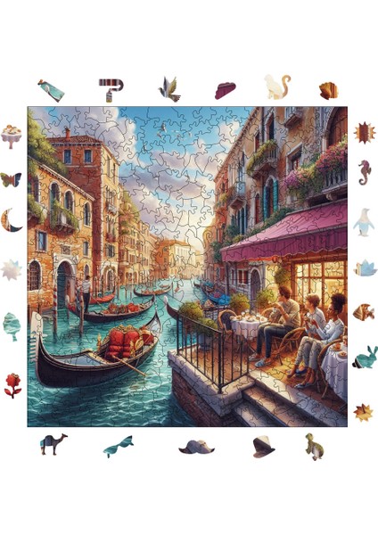 Venedik'te Öğleden Sonra Ahşap Puzzle Yetişkin Benzersiz Parçalı Yapboz Puzzle Yapıştırıcılı S1-21