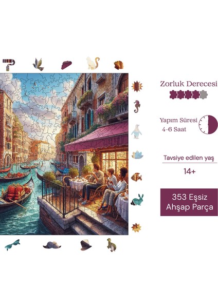 Venedik'te Öğleden Sonra Ahşap Puzzle Yetişkin Benzersiz Parçalı Yapboz Puzzle Yapıştırıcılı S1-21