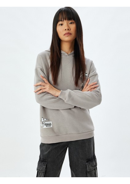 Snoopy Kapüşonlu Sweatshirt Arkası Baskılı Şardonlu Lisanslı fiyatları