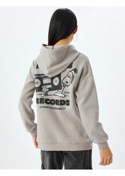 Snoopy Kapüşonlu Sweatshirt Arkası Baskılı Şardonlu Lisanslı fırsatları