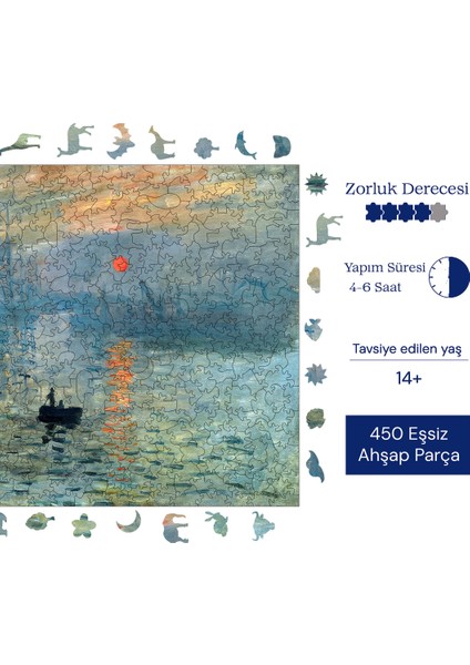 Claude Monet Izlenim:gün Doğumu Ahşap Puzzle Yetişkin Benzersiz Parçalı Yapboz Puzzle R1-14