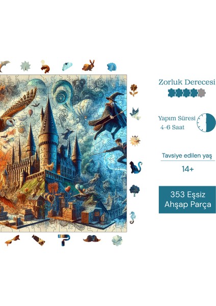 Hogwarts Ahşap Puzzle Yetişkin Benzersiz Parçalı Yapboz Puzzle Yapıştırıcılı S1-05