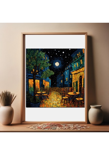 Van Gogh Kafe Terasta Gece Reprodüksiyonu Ahşap Puzzle Yetişkin Benzersiz Parçalı Puzzle S1-32