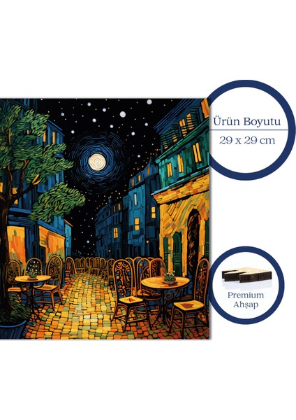 Van Gogh Kafe Terasta Gece Reprodüksiyonu Ahşap Puzzle Yetişkin Benzersiz Parçalı Puzzle S1-32