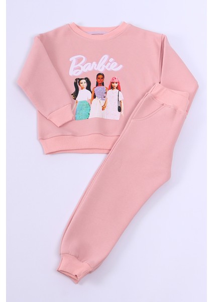 Kız Çocuk Eşofman Takımı Barbie Baskılı Pul Payetli A59