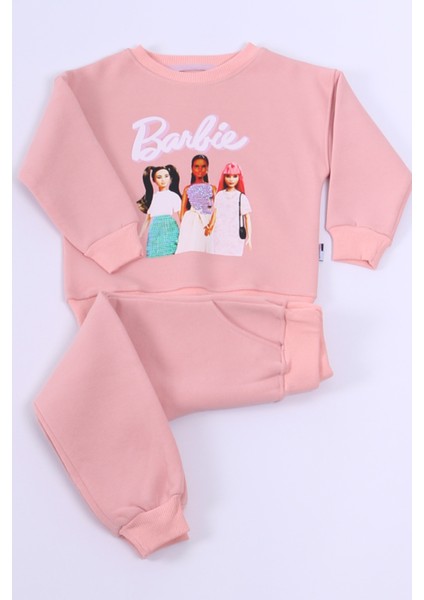Kız Çocuk Eşofman Takımı Barbie Baskılı Pul Payetli A59