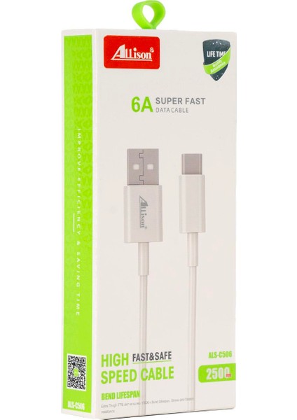 120W Hızlı Şarj ve Data Kablosu Type-A To Type-C – Extra Dayanıklı 2.5m
