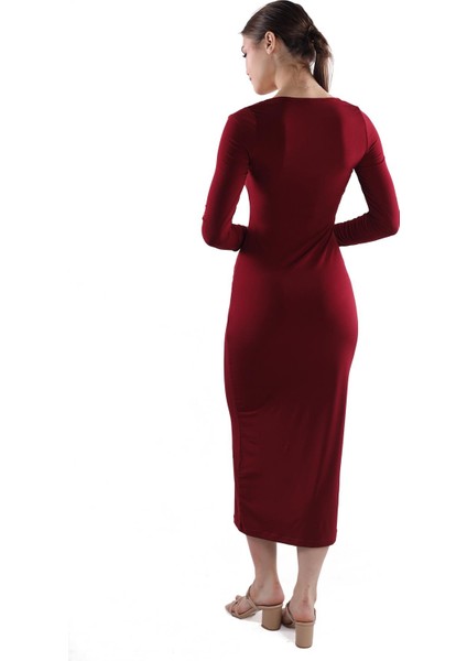 385 Kare Yaka Elbise Bordo indirimleri