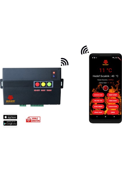 Wi-Fi Bağlantılı Kalorifer Kazanı Kontrol Paneli - Kazan Beyni (Yerli Üretim - Diot Electronic)