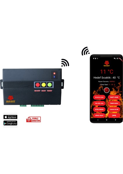 Wi-Fi Bağlantılı Kalorifer Kazanı Kontrol Paneli - Kazan Beyni (Yerli Üretim - Diot Electronic) modelleri
