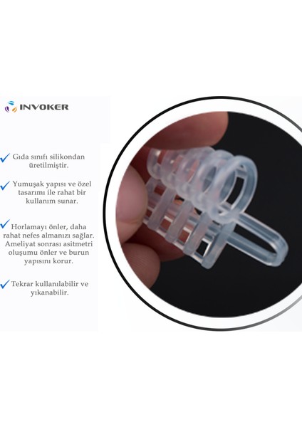 Burun Içi Silikon Aparatı Antihorlama Nefes Açan Nostril Nazal Dilatör Steril Taşıma Kutulu - Small X2