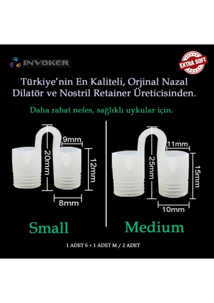 Burun Içi Silikon Aparatı Antihorlama Nefes Açan Nostril Nazal Dilatör Steril Taşıma Kutulu - Small+Medium