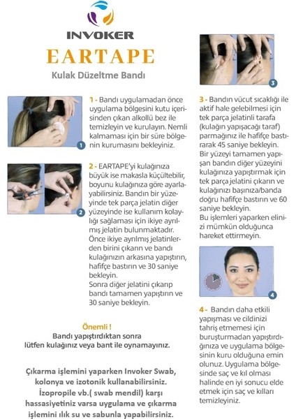 Kepçe Kulak Düzeltici ve Önleyici Bant Kozmetik Kepçe Kulak Bandı Yetişkin ve Çocuk 30 Adet