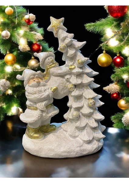 Yılbaşı Ağacı Noel Kar Adam Beyaz Dekoratif Obje